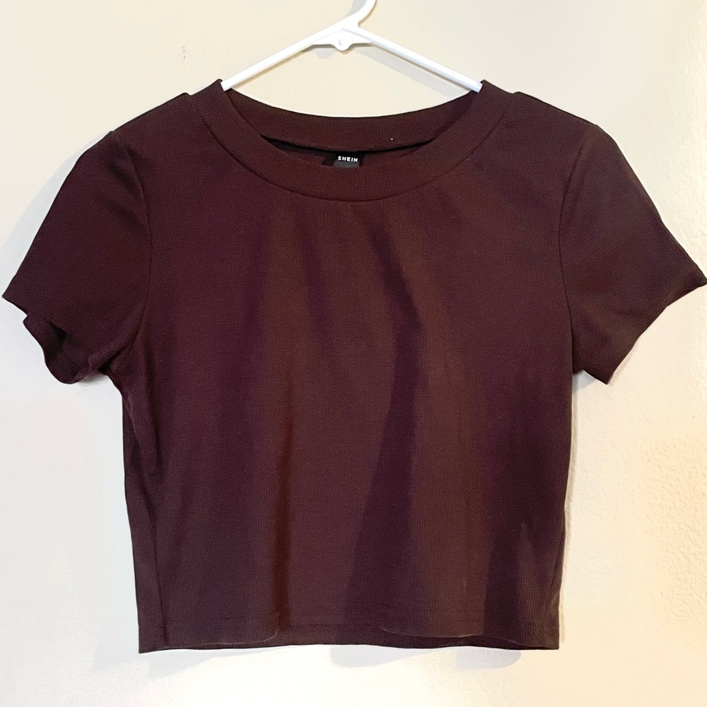 BUNDLE- Dark Brown Crop Tops (Tee and Long sleeve Top) from SHEIN.